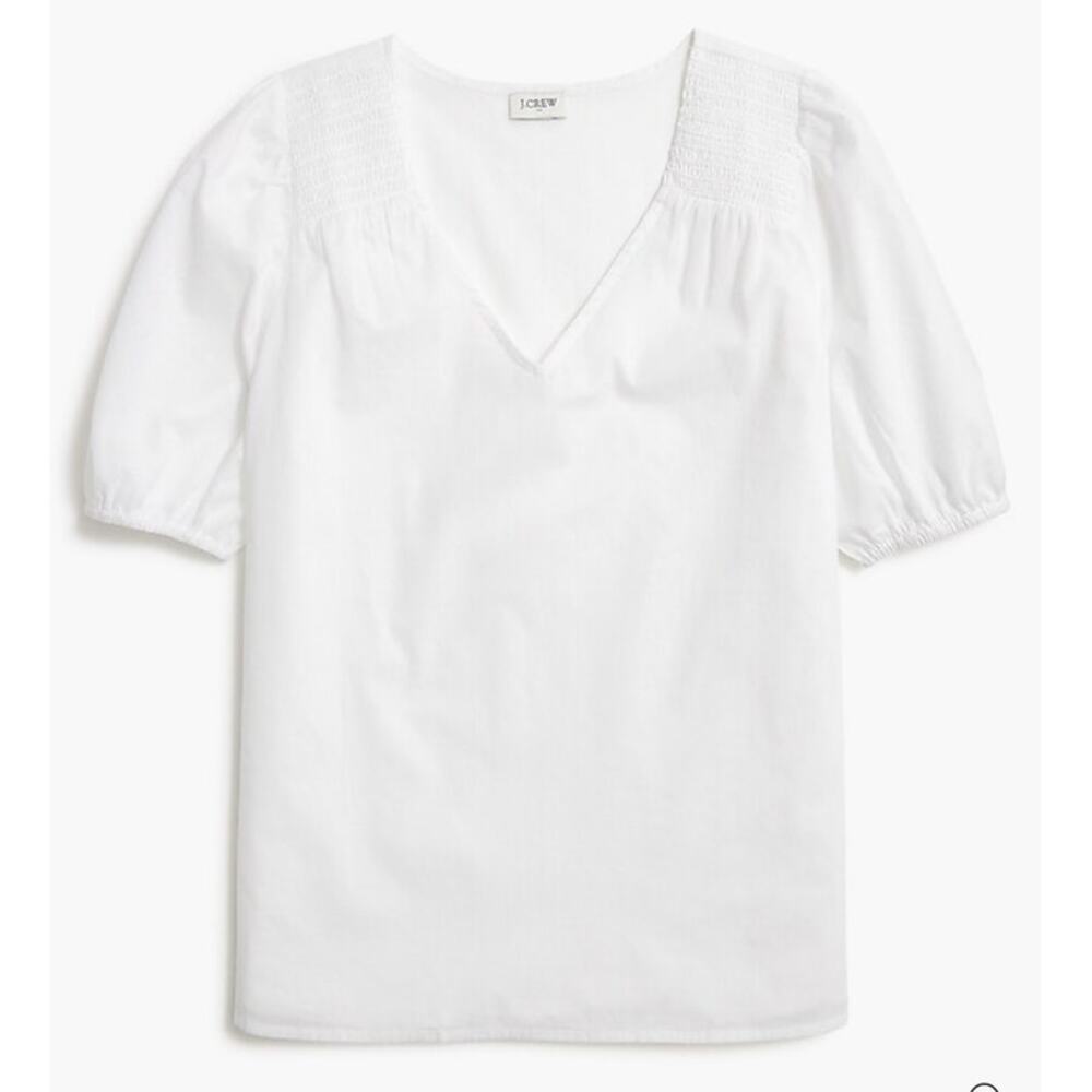 NWT J. Crew Short Sleeve V Neck Top BY433 White Basic Lightweight Blouse Size XS